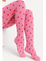 Rajstopy bawełniane różowe w czerwone groszki tullinogi