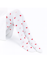 Rajstopy bawełniane białe w różowe i czerwone serduszka tullinogi