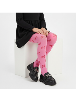 Rajstopy bawełniane różowe w czerwone kokardki tullinogi