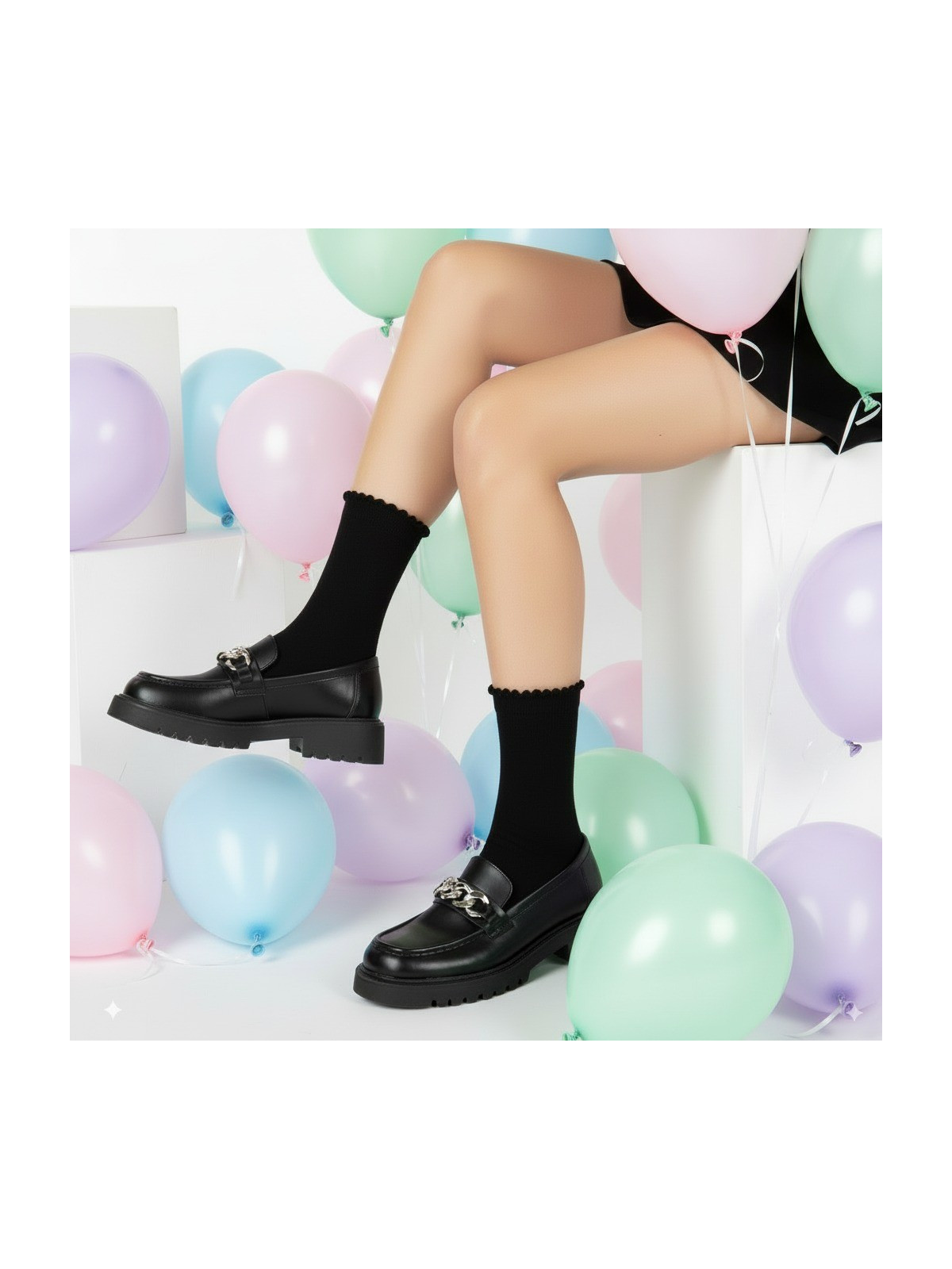 Skarpetki bawełniane czarne gładkie tullinogi