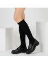 Podkolanówki bawełniane gładkie czarne tullinogi